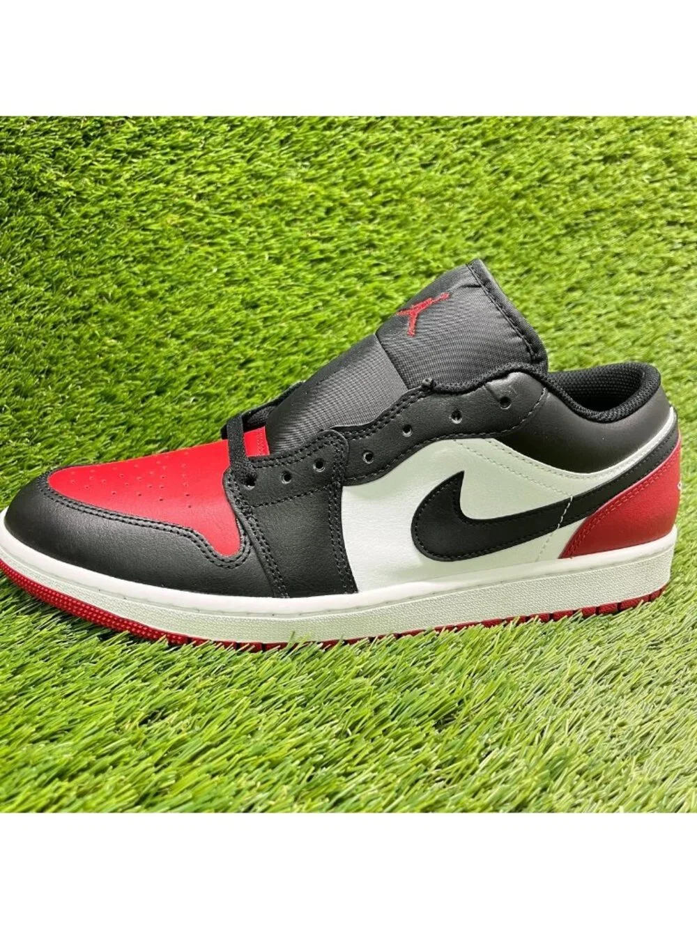 Nike Air Jordan 1 Low Mens Size 11.5 Red Black Athletic Leather Shoes Sneakers
